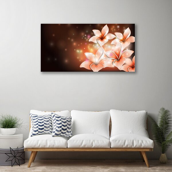 Tablou pe panza canvas Flori Floral Alb Galben Negru