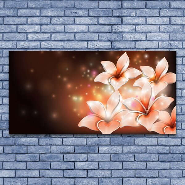 Tablou pe sticla Flori Floral Alb Galben Negru