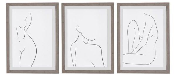 Set 3 tablouri cu ramă pentru perete Surdic Body Studies, 30 x 40 cm