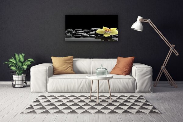 Tablou pe panza canvas Pietre de flori Bucătărie Galben Negru