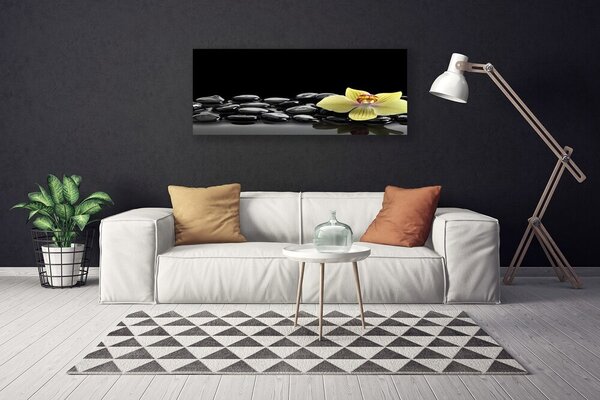 Tablou pe panza canvas Pietre de flori Bucătărie Galben Negru