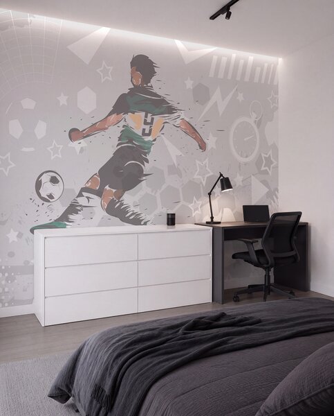 Tapet Jucător de fotbal, sport, Fototapet pentru camera unui adolescent, Fototapet Fotbal, w04763 : Uwalls.ro