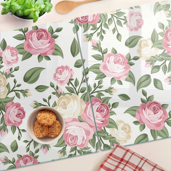 Tocător sticlă Model floral de trandafir