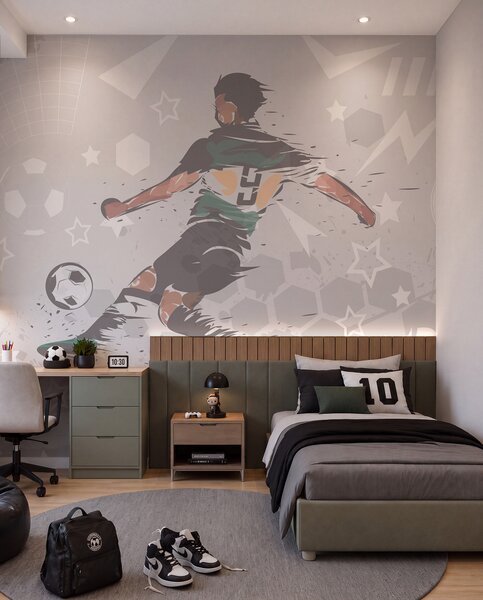 Tapet Jucător de fotbal, sport, Fototapet pentru camera unui adolescent, Fototapet Fotbal, w04763 : Uwalls.ro