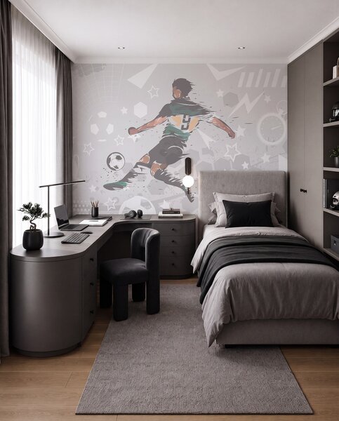 Tapet Jucător de fotbal, sport, Fototapet pentru camera unui adolescent, Fototapet Fotbal, w04763 : Uwalls.ro