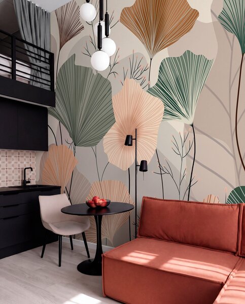 Tapet frunze de lotus elegante, Fototapet Flori, w04815 : Uwalls.ro