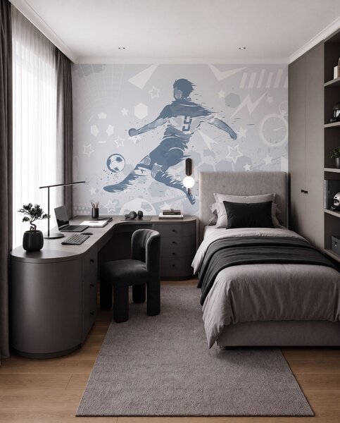 Tapet Jucător de fotbal, sport, Fototapet pentru camera unui adolescent, Fototapet Fotbal, w04763v1 : Uwalls.ro