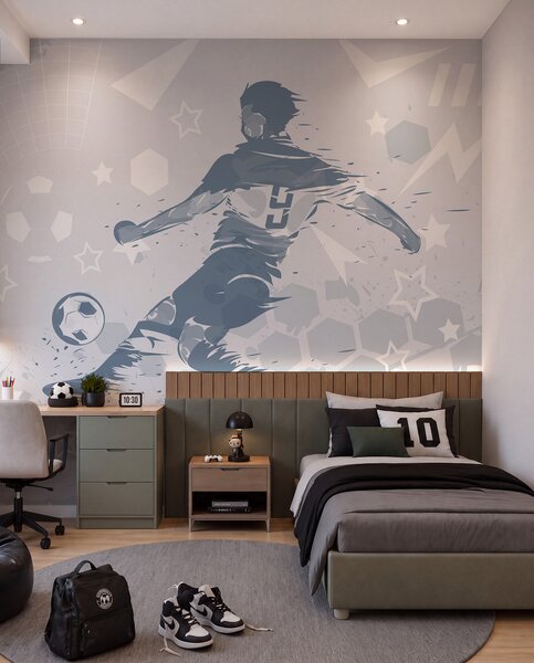 Tapet Jucător de fotbal, sport, Fototapet pentru camera unui adolescent, Fototapet Fotbal, w04763v1 : Uwalls.ro
