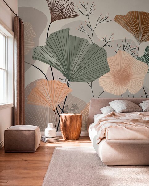 Tapet frunze de lotus elegante, Fototapet Flori, w04815 : Uwalls.ro