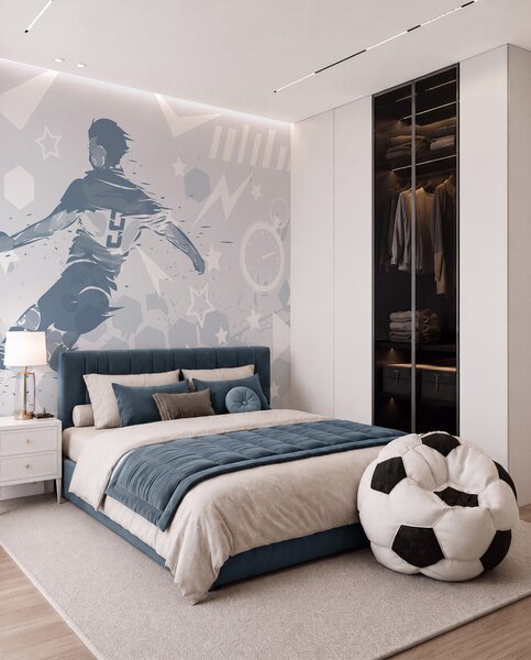 Tapet Jucător de fotbal, sport, Fototapet pentru camera unui adolescent, Fototapet Fotbal, w04763v1 : Uwalls.ro