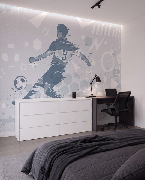 Tapet Jucător de fotbal, sport, Fototapet pentru camera unui adolescent, Fototapet Fotbal, w04763v1 : Uwalls.ro