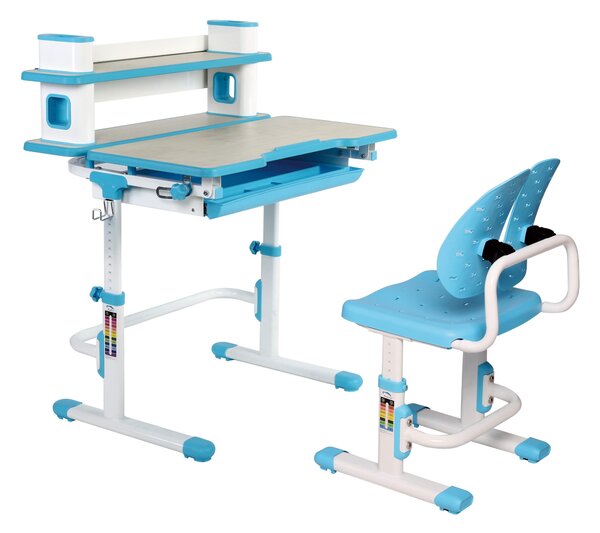 Set birou și scaun copii ergonomic, reglabil în înălțime ErgoK TOSCA Albastru-Transport Gratuit!