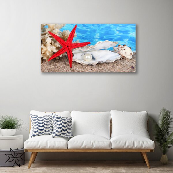 Tablou pe panza canvas Scoici Starfish Natura Roșu Alb