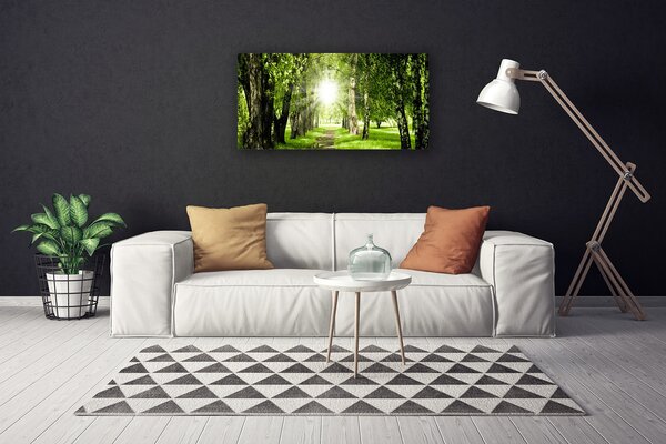 Tablou pe panza canvas Forest Soare Potecă Natura Brun Verde Galben