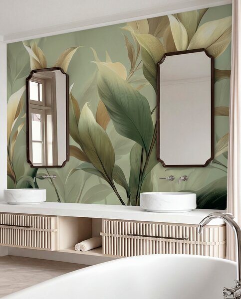 Tapet Frunze tropicale mari, Imagini de fundal unice, w09688 : Uwalls.ro