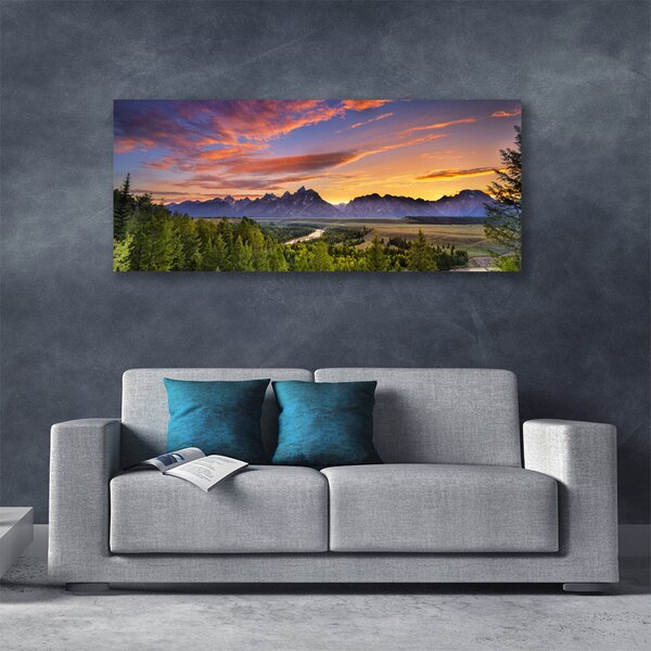 Tablou pe panza canvas Mountain Natural Pădurea Verde Gri