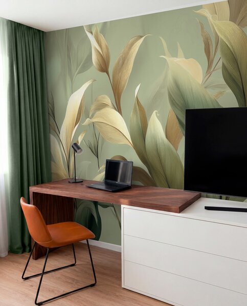 Tapet Frunze tropicale mari, Imagini de fundal unice, w09688 : Uwalls.ro