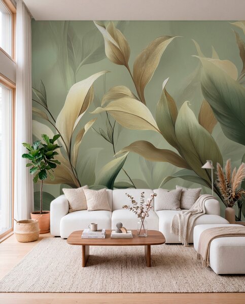 Tapet Frunze tropicale mari, Imagini de fundal unice, w09688 : Uwalls.ro