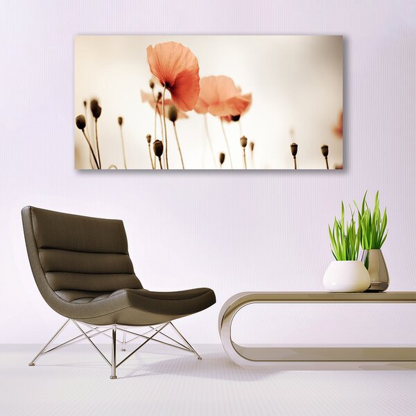 Tablou pe sticla Maci Floral Red