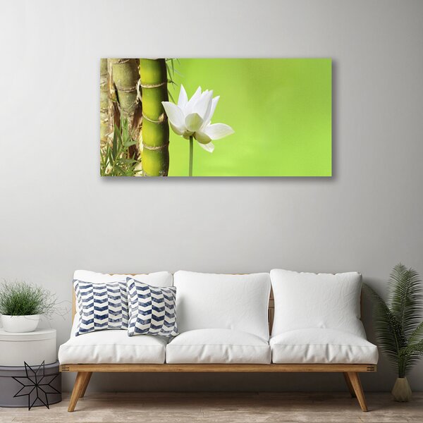 Tablou pe panza canvas Bamboo peduncul Floral Verde Alb