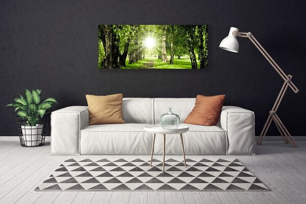 Tablou pe panza canvas Forest Soare Potecă Natura Brun Verde Galben