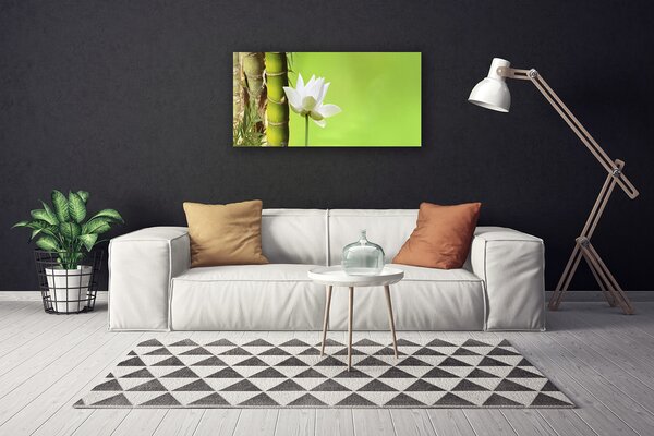 Tablou pe panza canvas Bamboo peduncul Floral Verde Alb