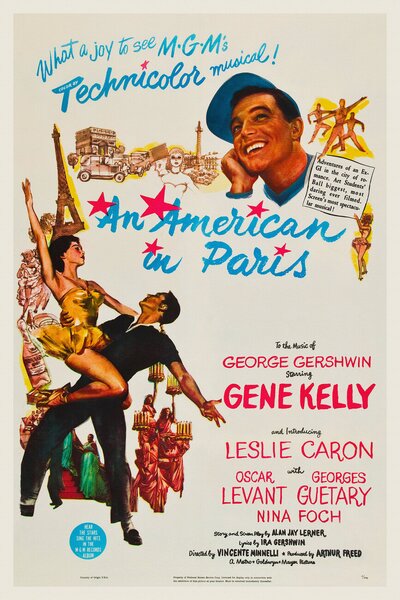 Artă imprimată An American in Paris, Ft. Gene Kelly (Vintage Cinema / Retro Movie Theatre Poster / Iconic Film Advert), (26.7 x 40 cm)