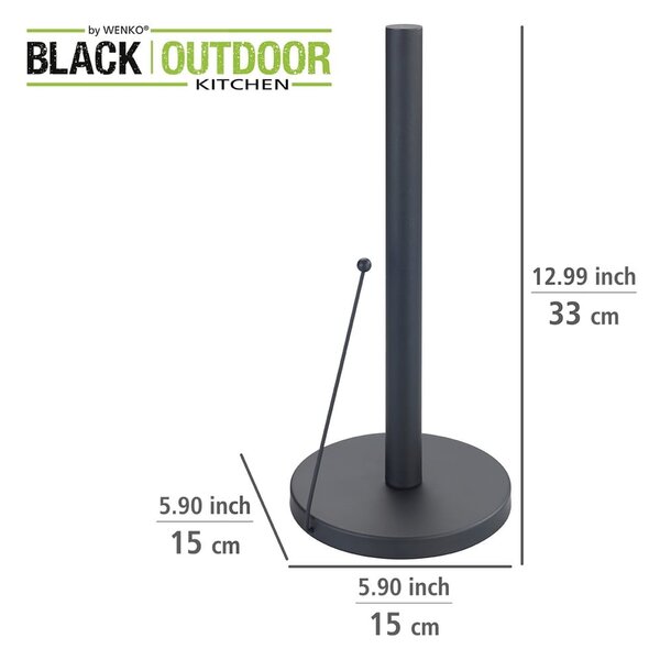 Suport magnetic pentru role de bucătărie Wenko Black Outdoor Kitchen Clayton, negru