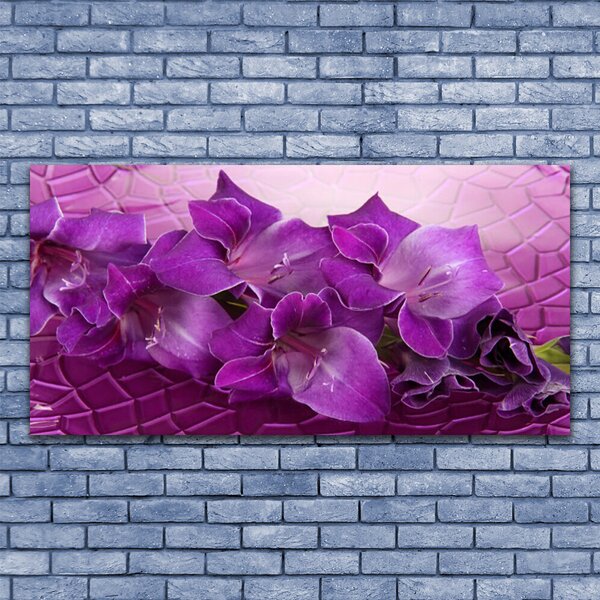 Tablou pe sticla Flori roz Floral