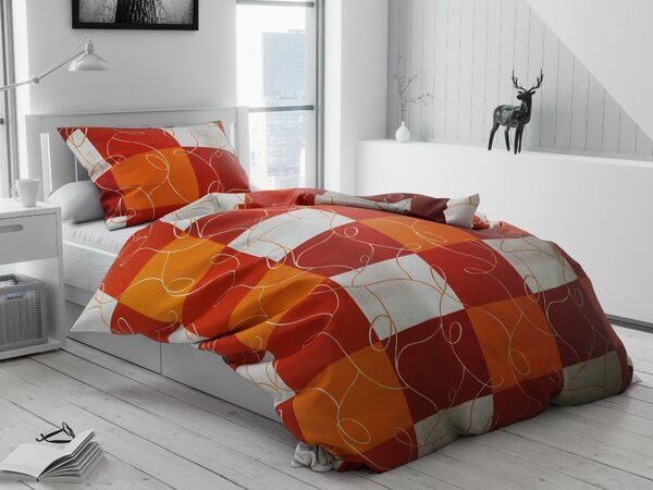 Lenjerie de pat creponata Sah portocaliu Dimensiune lenjerie de pat: 70 x 90 cm | 140 x 200 cm