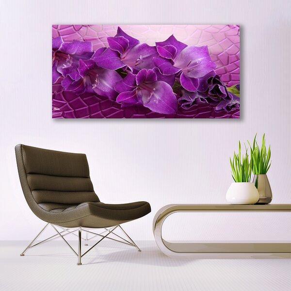 Tablou pe sticla Flori roz Floral