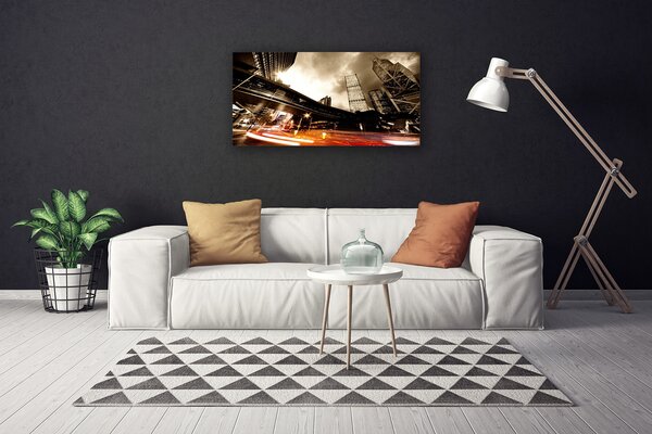 Tablou pe panza canvas Oraș Case Gri Negru Galben