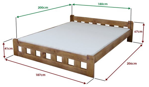 Pat inalt Naomi 180x200 cm, stejar Saltele: Fara saltea, Somiera pat: Cu lamele drepte