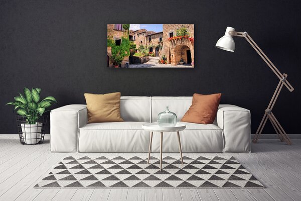 Tablou pe panza canvas Clădire de locuințe Arhitectura Galben Gri Verde