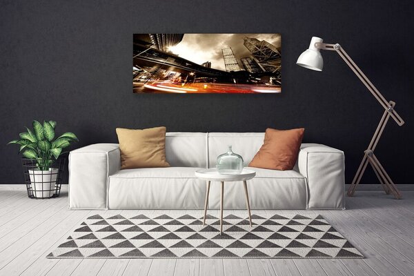 Tablou pe panza canvas Oraș Case Gri Negru Galben