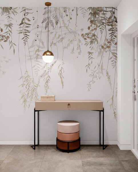Tapet Plante sălbatice atârnate pe un fundal deschis la culoare, Fototapet Acuarelă, w05320 : Uwalls.ro