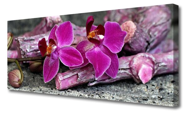 Tablou pe panza canvas Lemn Flori Floral Maro Rosu