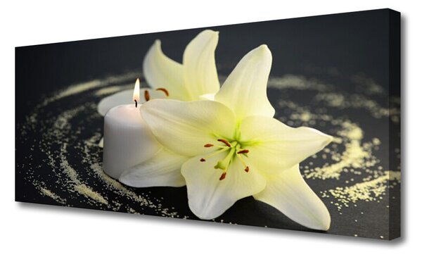 Tablou pe panza canvas Flower Floral Alb Galben