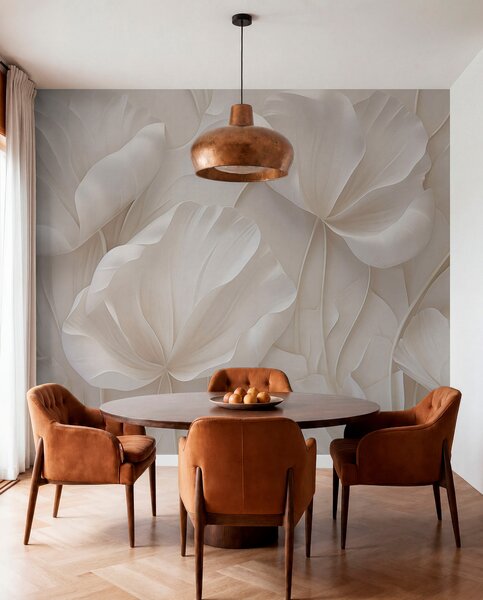 Tapet Flori sculptate din lumină cu petale delicate, Fototapet 3D, Fototapet 3D Flori, w05355 : Uwalls.ro