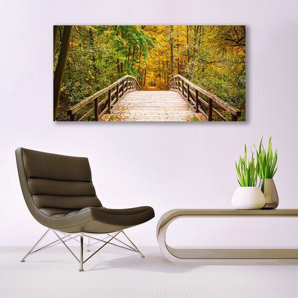 Tablou pe sticla Forest Podul Arhitectura Brun Verde
