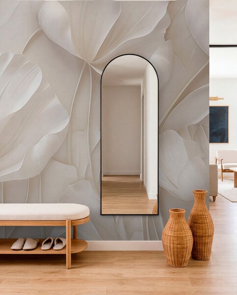 Tapet Flori sculptate din lumină cu petale delicate, Fototapet 3D, Fototapet 3D Flori, w05355 : Uwalls.ro