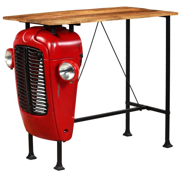 Masă bar, stil tractor, lemn masiv mango, roșu, 60x120x107 cm