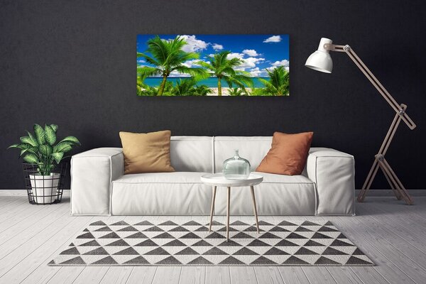 Tablou pe panza canvas Marea Palm Copaci Peisaj Verde Albastru