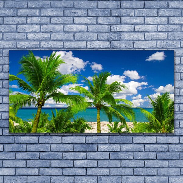 Tablou pe panza canvas Marea Palm Copaci Peisaj Verde Albastru