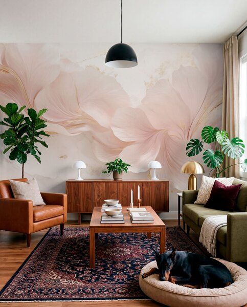 Tapet Flori roz pal pe un fundal deschis, Imagini de fundal unice, w05357 : Uwalls.ro