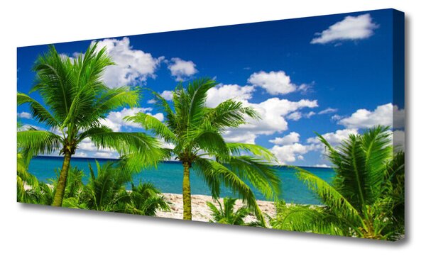 Tablou pe panza canvas Marea Palm Copaci Peisaj Verde Albastru