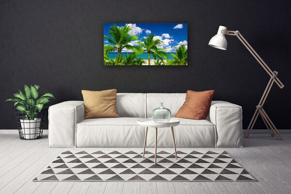 Tablou pe panza canvas Marea Palm Copaci Peisaj Verde Albastru