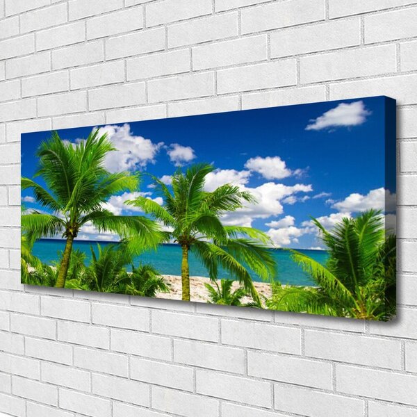 Tablou pe panza canvas Marea Palm Copaci Peisaj Verde Albastru