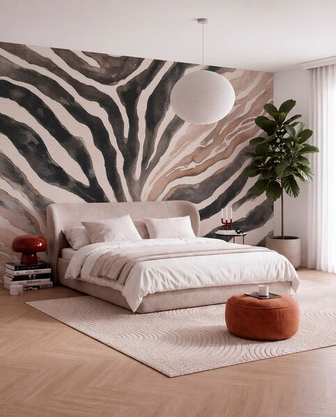Tapet O abstracție delicată, cu texturi naturale în nuanțe neutre, Fototapet alb-negru, w09801 : Uwalls.ro