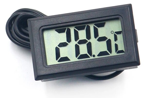 Termometru electronic cu sonda impermeabila, afisaj LCD, negru